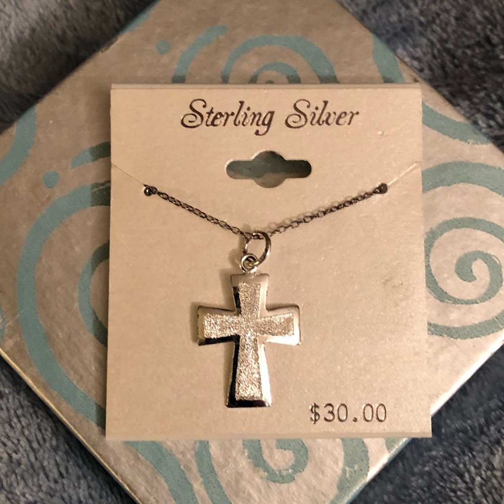 NWT Sterling Silver Necklace with Cross Pendant